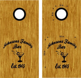 Custom Family Name Martini Bar Cornhole Board Vinyl Decal Sticker Established Date