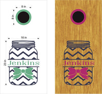 Mason Jar Wedding Date Monogram Vinyl Decal for Cornhole Boards