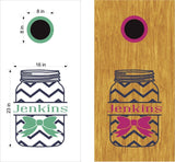 Mason Jar Wedding Date Monogram Vinyl Decal for Cornhole Boards