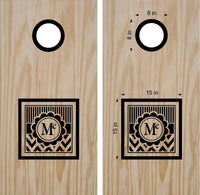 Monogram Family Name Wedding Cornhole Boards Decal Sticker Bean Bag Toss