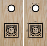 Monogram Family Name Wedding Cornhole Boards Decal Sticker Bean Bag Toss