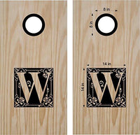 Monogram Letter W Family Name Cornhole Board Decals - Extra Large Vinyl Stickers for Tailgating  Backyard Games Set of 2