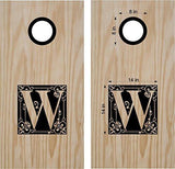 Monogram Letter W Family Name Cornhole Board Decals - Extra Large Vinyl Stickers for Tailgating  Backyard Games Set of 2