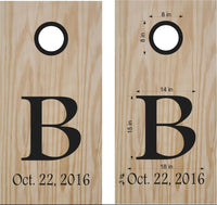 Monogram Wedding Date Vinyl Decal for Custom Cornhole Boards