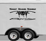 Motorcycle Skull Racing Team Name Trailer Decal Vinyl Decal Custom Text Trailer Sticker YT06B