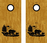 Mountain Bear Cub Cornhole Board Decals - Rustic Outdoor Game Stickers