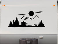 Mountains and Lake Deer Vinyl Decal for RVs Campers and 5th Wheel Motor Homes - V04