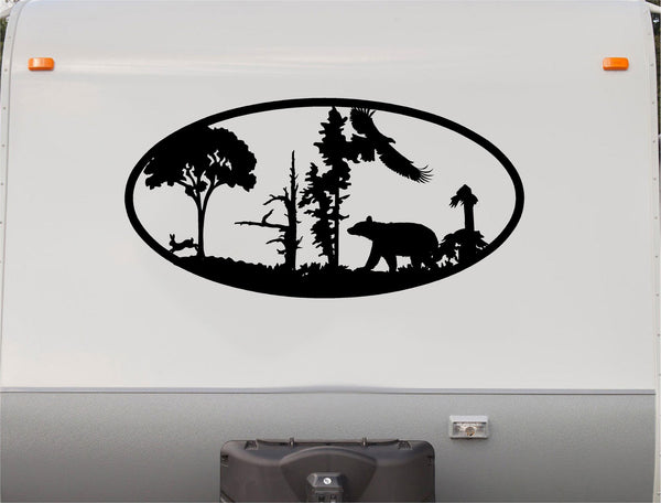 Mountains Lake Deer RV Camper 5th Wheel Motor Home Vinyl Decal Sticker    V09