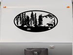 Mountains Lake Deer RV Camper 5th Wheel Motor Home Vinyl Decal Sticker    V11