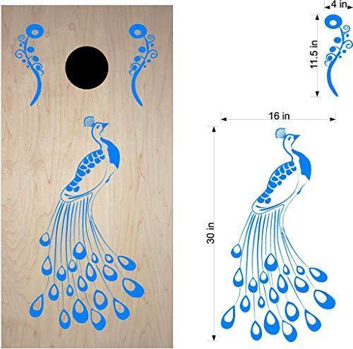 StickerChef Peacock Animal Cornhole Board Decals Stickers Both Boards