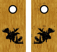 Pine Tree  Moose Cornhole Board Decals - Nature-Inspired Stickers for Games