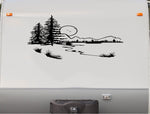 RV Camper Vinyl Decal Sticker Cabin Lake Scene
