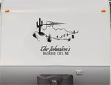 RV Camper Cactus and Desert Mountain Vinyl Decal Sticker