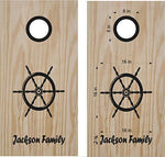 Sail Sailing Captain Wheel House Beach Ocean Cornhole Board Decals Stickers -