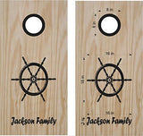 Sail Sailing Captain Wheel House Beach Ocean Cornhole Board Decals Stickers -