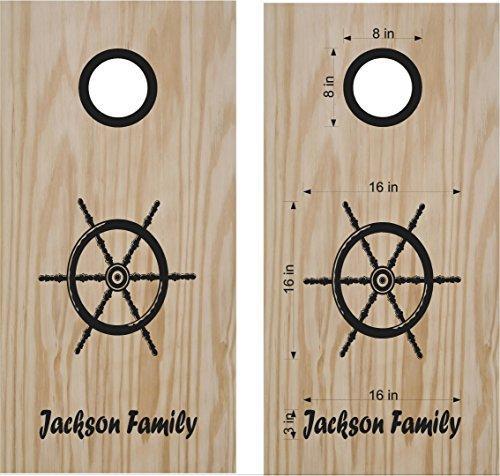 Sail Sailing Captain Wheel House Beach Ocean Cornhole Board Decals Stickers -