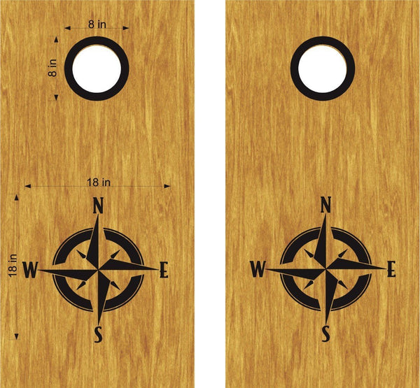 Sailing Nautical Compass Cornhole Board Vinyl Decal Sticker