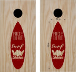 Shaka Surfboard Decal for Cornhole Bean Bag Toss Game - Ocean-Inspired Design