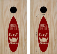 Shaka Surfboard Decal for Cornhole Bean Bag Toss Game - Ocean-Inspired Design