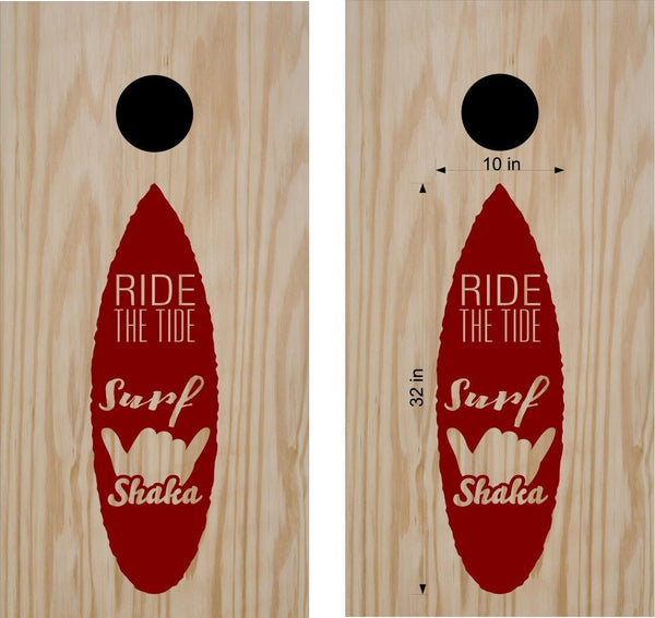 Shaka Surfboard Decal for Cornhole Bean Bag Toss Game - Ocean-Inspired Design