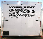 Skull Racing Team Name Trailer Decal Vinyl Decal Custom Text Trailer Sticker YT009z