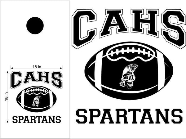 Spartans Football Cornhole Board Decal - School Mascot Vinyl Sticker