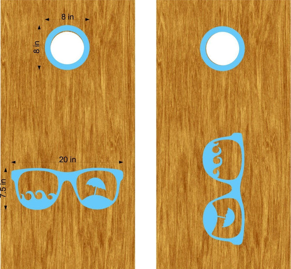 Sunglasses Beach Wave Cornhole Board Vinyl Decal Sticker