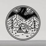 Tent Moon Saturn RV Camper Van Door Decal Sticker Scene