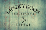 Wash Dry Fold Repeat Decal Sticker for Home Laundry Decor