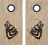 Wolf Howling Cornhole Decal Set for Bean Bag Toss Boards - Unique Outdoor Game Stickers