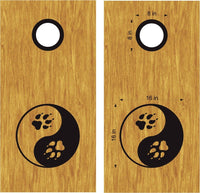 Wolf Paws Yin Yang Cornhole Board Vinyl Decal Sticker