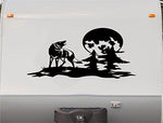 Wolf Trees Moon RV Camper Vinyl Decal Sticker  Scene