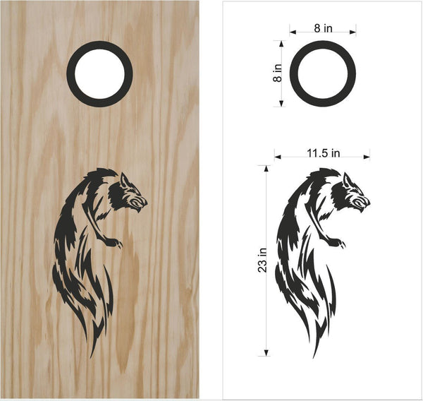 Wolf and Wolves Vinyl Decal Sticker for Cornhole Boards - Customizable Design